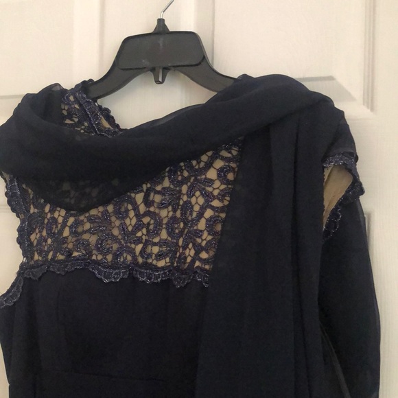 Dark navy Alex Evenings formal with matching sheer wrap - Picture 6 of 6